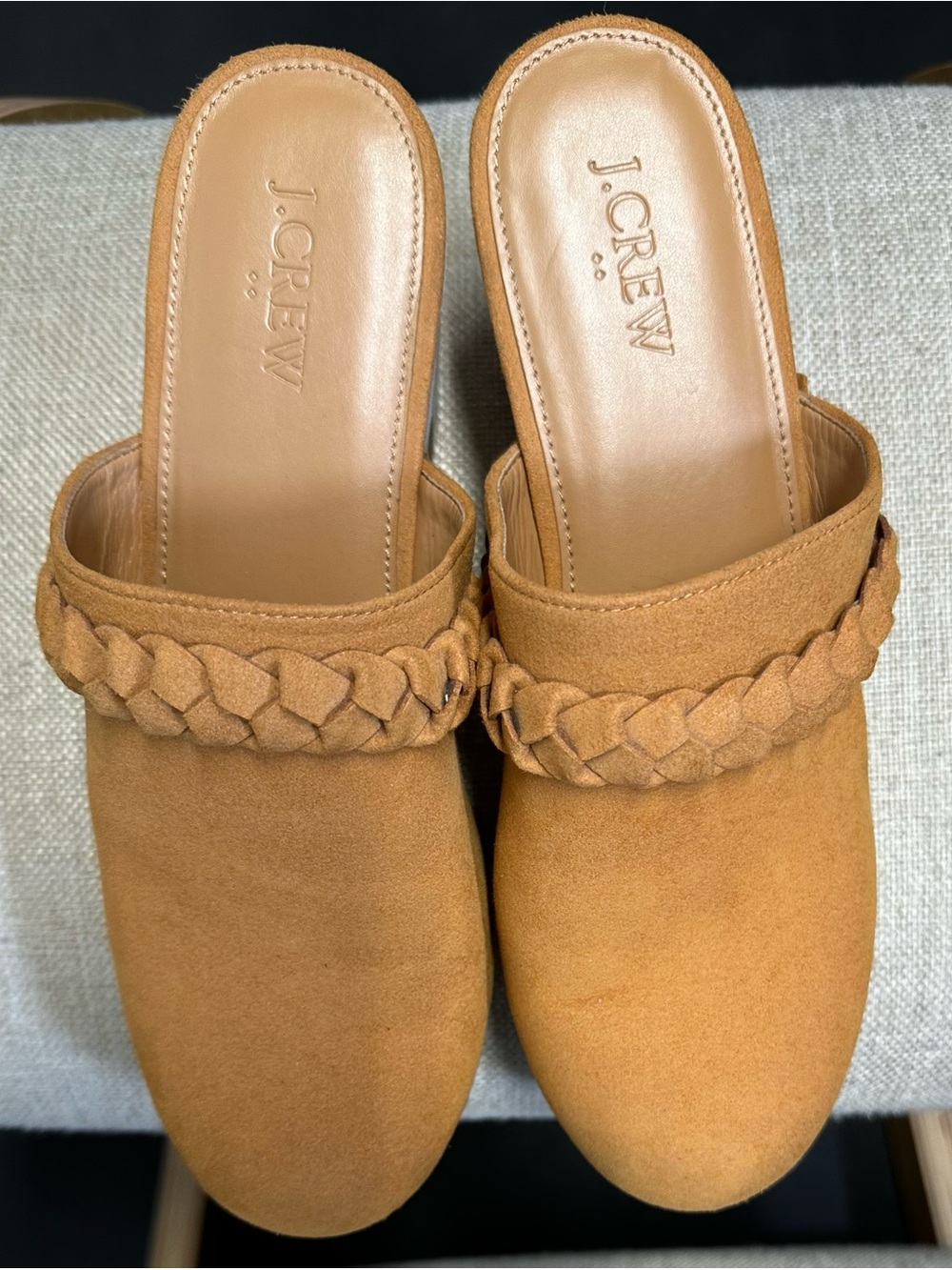 J.Crew Tan Faux Suede Braided Mule - Women's Slip-On Shoe